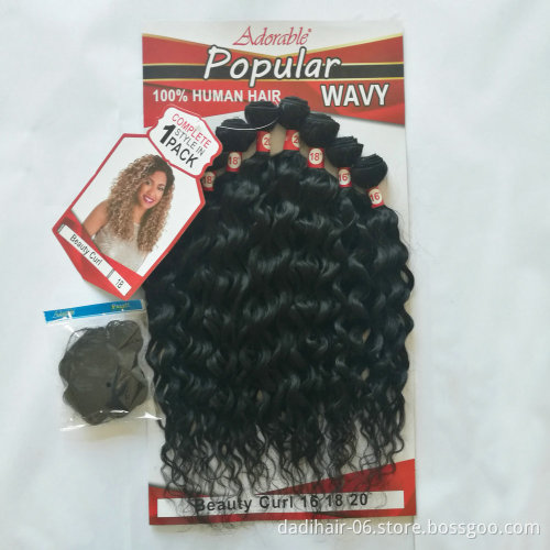 Adorable hair animal mix human hair,synthetic hair Spanish wave 8pcs/lot with free closure,human hair mixed synthetic fiber hair